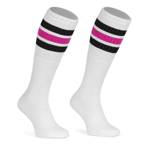 Skatersocks 22 Inch Kniehohe Socken Damen Tube Socks weiss - schwarz/hot pink
