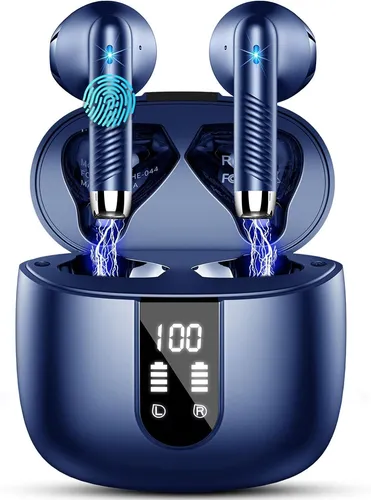 Bluetooth In-Ear Kopfhörer mit 4 Mikrofonen und ANC, 48h Akku, IP7 Wasserdicht - Blau - Erleben Sie beeindruckenden Klang mit diesen leichten In-Ear Kopfhörern. Genießen Sie bis zu 48 Stunden Spielzeit und bleiben Sie dank IP7 Schutz auch bei Outdoor-Aktivitäten sorgenfrei.