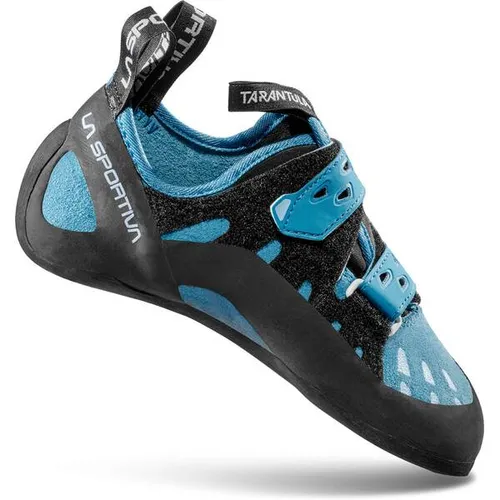 La Sportiva Tarantula Women Topaz (42) - Vielseitiger Kletterschuh für Einsteiger - Kletterschuhe mit schnellem Klettverschluss, ideal für Anfänger und Kletterhallen. 9 mm FriXion Black-Sohle für maximale Haltbarkeit und schweißhemmende Zunge für einfaches Anziehen.