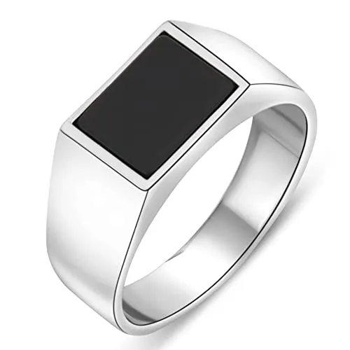Siegelring Onyx Stein Schwarz 925er Sterling Silber in schwarz von Tony Fein