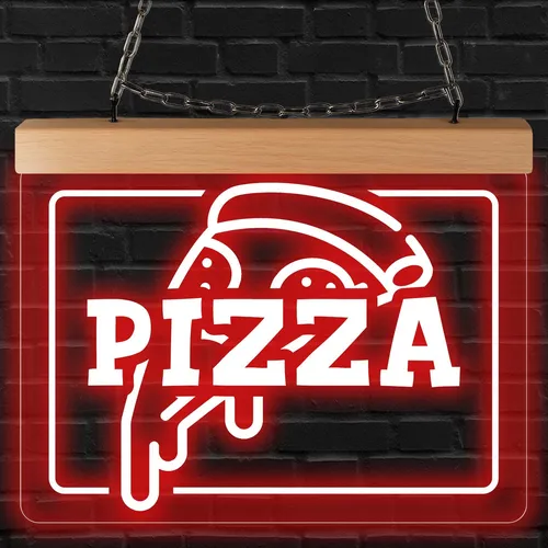 LED Leuchtschild Pizza - 26x20 cm - beleuchtet Büro & Laden