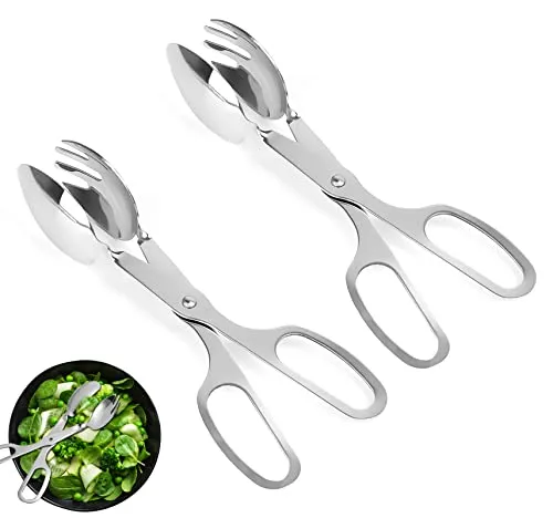 Stück Küchen Zange Edelstahl, 26 CM, Nudelzange, Salatzange, Wurstzange, Gebäckzange, Fleischzange, PastaZange, Spaghettizange, Grillzange Lang, Küchenzangen 2