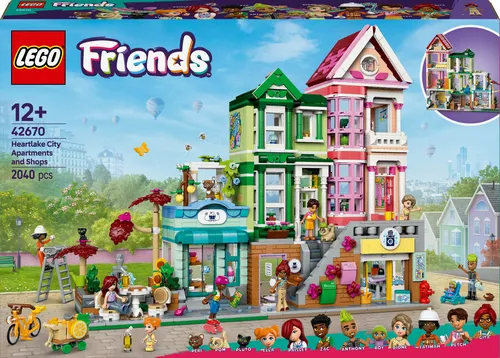 LEGO Friends 42670 Heartlake City Wohn- und Einkaufsstraße - Lego Set für kreative Rollenspiele mit 9 Charakteren, inklusive Bäckerei und Keramikstudio. Perfekt für Kinder ab 12 Jahren, die Spaß am Bauen und Entdecken haben!