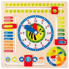 small foot Lerntafel Datum - Uhr- und Jahreszeiten DE 271310 - Interaktive Lerntafel für Kinder, Größe ca. 30 x 30 cm, fördert das Verständnis für Zeit, Uhr und Jahreszeiten auf spielerische Weise.