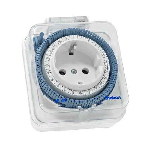 Theben Timer 26 IP 44 - Analoge Steckdosen-Zeitschaltuhr für den Außenbereich - Steckdosen-Zwischenstecker mit Spritzwasserschutz, ideal für Garten und Außenbereiche. Praktische Zeitschaltuhr für eine einfache Steuerung von Geräten im Freien.