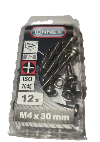 Gewindeschrauben M4 x 30 mm PH 2 - 12 Stück liko Edelstahl Iso 7045 mit Muttern