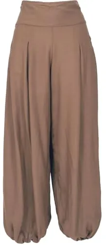 Guru-Shop Relaxhose Boho Pluderhose - Khaki Ethno Style - Bequeme Boho Pluderhose im Ethno-Stil, ideal für entspannte Tage. Mit elastischem Bund und lockerem Schnitt passt sie perfekt zu verschiedenen Oberteilen. Ein Must-Have für deinen Kleiderschrank!