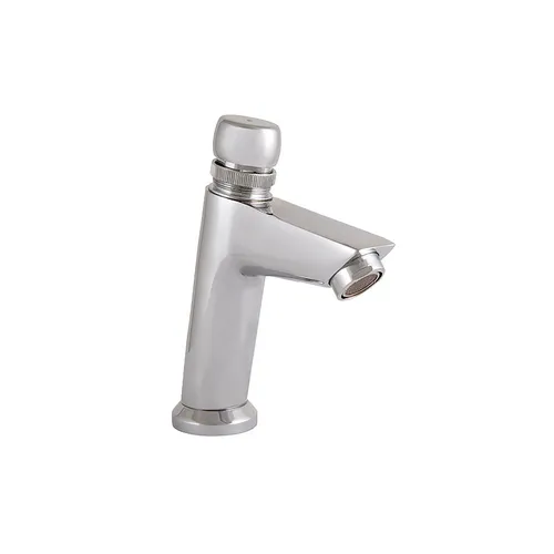 Creavit Wasserhahn mit selbstschließendem Druckknopf - Waschbecken-Armatur aus hochwertigem Messing, ideal für öffentliche Toiletten und um Wasser zu sparen.