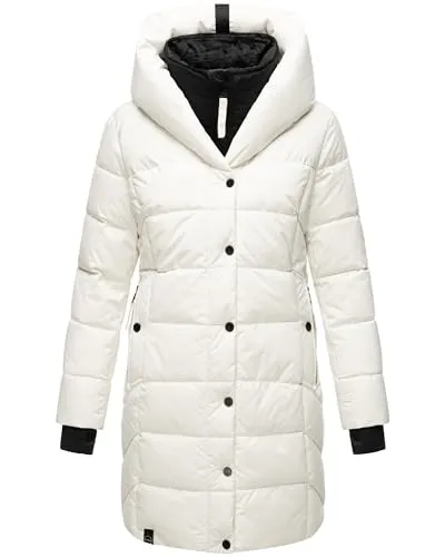 Navahoo Damen Wintermantel - Warmer Steppmantel mit Kapuze und Fleece-Kragen - Funktionsjacken: Modischer und warmer Damen Wintermantel mit abnehmbarem Fleece-Kragen, ideal für kalte Temperaturen und sorgt für hervorragenden Tragekomfort.