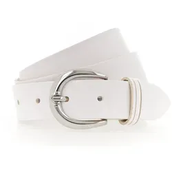 Tamaris Ledergürtel mit glänzender silberfarbener Schließe - Modischer Gürtel aus 100% Rindsleder in Weiß, mit stilvoller glänzender Schließe – ideal für jeden Anlass und rundet jedes Outfit ab.