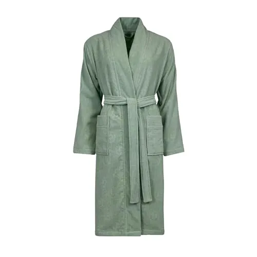 bugatti Damenbademantel Paola XL - Luxuriöser Hotelbademantel aus 100% Baumwolle, ideal für Sauna & Spa mit Kimono-Kragen und praktischen Taschen, in soft green.