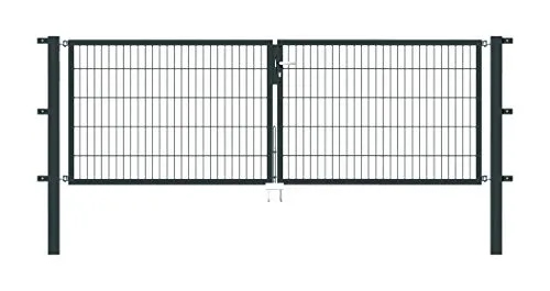 Stabgitter-Doppeltor ALBERTS Flexo Typ 6/5/6 300 x 100 cm - Gartenzäune - Robustes Metalltor in Anthrazit, inkl. stabilen Pfosten für erhöhte Sicherheit und Langlebigkeit.