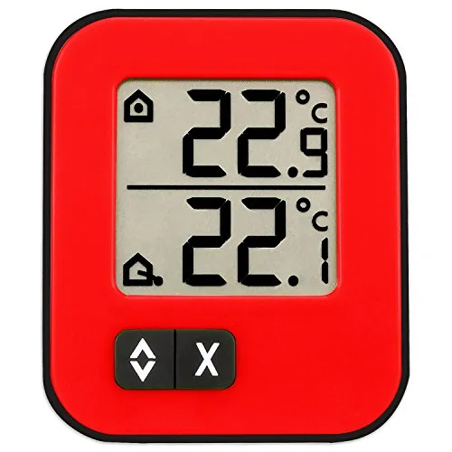 TFA Dostmann Moxx Digitales Innen-Außen-Thermometer, Anzeige der Innen- und Außentemperatur, Höchst- und Tiefwerte, auch geeignet für Gefriergeräte/Aquarien,L 57 x B 13 (33) x H 69 mm
