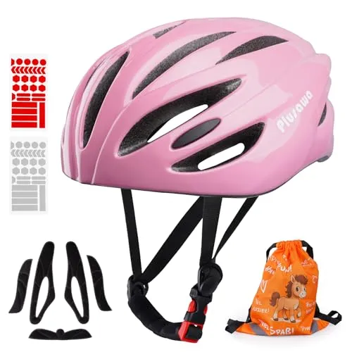 Sicherer Kinder Fahrradhelm EN1078 CE Certified - Rosa, S - Fahrradhelme für Kinder mit CE EN1078 Zertifikat, verstellbarem Kinnriemen und 3D DIY Aufklebern für kreativen Spaß und Sicherheit beim Radfahren und Inlineskaten.