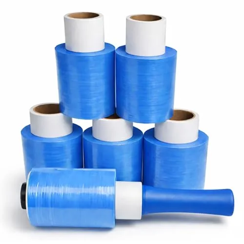 Freiziel® 6x Mini Rollen 10 cm Stretchfolie 23 my + Abroller (blau)