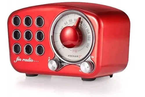 Retro Bluetooth Lautsprecher Feegar - Tragbare Bluetooth-Lautsprecher mit klassischem Vintage-Design, starken Bass und bis zu 10 Stunden Spielzeit – ideal für Musikliebhaber.