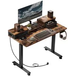 VASAGLE Höhenverstellbarer Schreibtisch elektrisch mit Memory-Funktion - 120 cm Braun - Erleben Sie flexibles Arbeiten mit diesem höhenverstellbaren Schreibtisch. Die stufenlose Höhenanpassung und die praktische Memory-Funktion bieten Komfort für jede Körpergröße. Inklusive Steckdosenleiste und praktischem Haken für Zubehör.