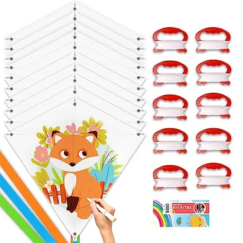 Kinder Drachen Bastelset zum Bemalen, partytauglich gestaltbar, 10 Stück | Mint's Colorful Life,63.5*63.5 cm DIY Drachen-Bausätze, bemalbar,selbst bastelbar,Geburtstagsfeiern, Kindergärten & Schulen