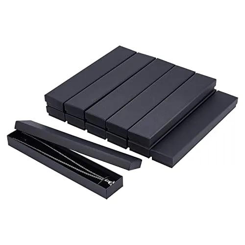 nbeads 12 Stück Schwarz Karton Halskette Box, Kraft Schmuckschatulle Rechteck Geschenkbox Geschenkverpackungen Box Für Armbänder Halskette Aufbewahrung Und Präsentation, 21×4×2 cm