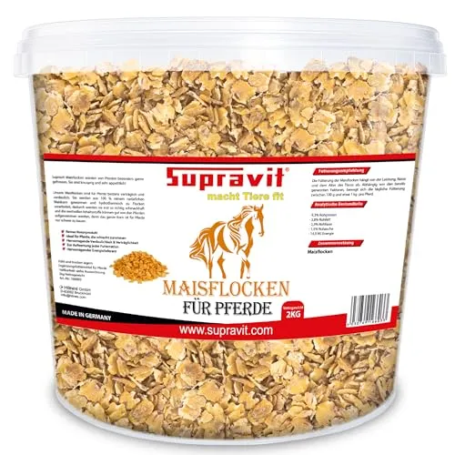 Supravit Maisflocken für Ihr Pferd I 2kg Eimer I hervorragendes Ergänzungsfutter für eine schnelle Gewichtszunahme