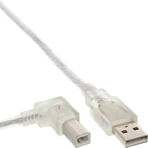 InLine USB 2.0 Kabel A an B links abgewinkelt transparent 0,5m
