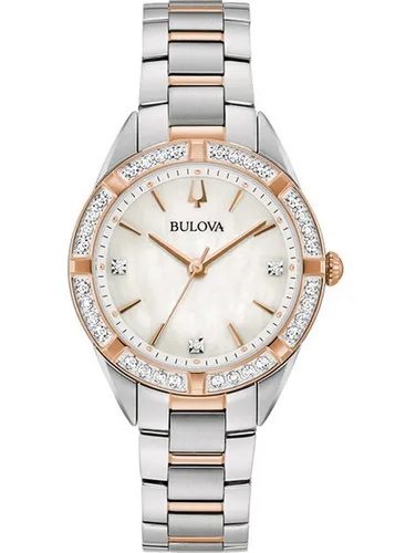 Bulova Damen Armbanduhr 98R281 Classic Diamond - Elegante Damenuhr aus zweifarbigem Edelstahl mit 16 Diamanten, kratzbeständigem Saphirglas und wasserdicht bis 3 ATM. Ideal für stilbewusste Frauen, die Qualität und Luxus schätzen.
