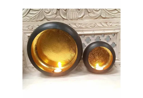 Casa Moro Hängewindlicht - Orientalische Wand Windlichter im 2er Set - Windlichter aus handgefertigtem Metall, elegant in Gold und Schwarz, perfekte Deko für stimmungsvolle Abende und besondere Anlässe.