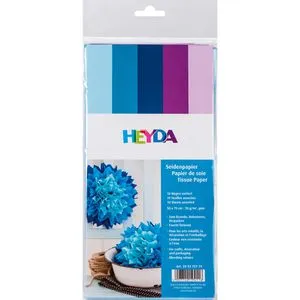 Heyda Seidenpapier 203375719, 5 Farben, 50 x 75cm, 10 Blätter, ungefaltet, 20g/m², 10 Stück