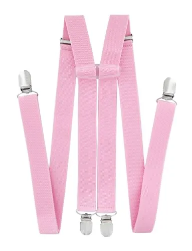 axy Hosenträger für Herren breit 2,5 cm in H-Form mit 4 Hosenträger Clips extra stark längenverstellbar (Rosa)