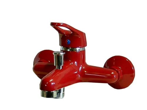 Wannenbatterie Bad Armatur rot/chrom - Hochwertige Wannenbatterie mit geräuscharmer Kartusche und korrosionsbeständigem Messingkörper. Ideal für eine einfache Montage und kompatibel mit Durchlauferhitzern.