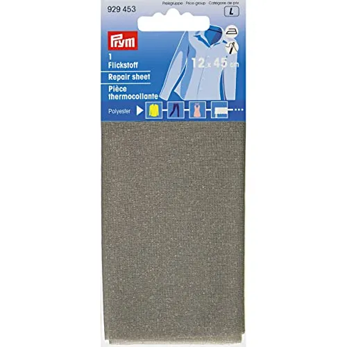 Prym Flickstoff Polyester grau 30 x 10 cm zum Bügeln 929453