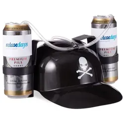 Relaxdays Trinkhelm Pirat Weiß,Schwarz,Transparent