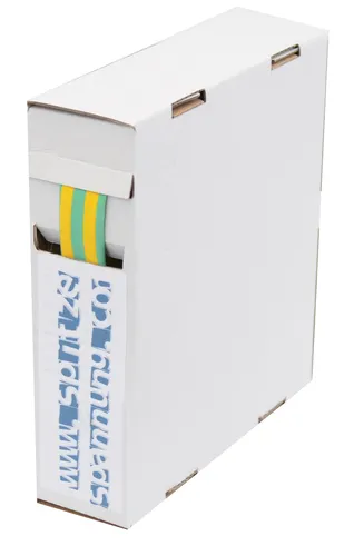 Schrumpfschlauch Box 2:1 (D=6,4mm/d=3,2mm) 12m grün gelb JSSRSHQ64-GG