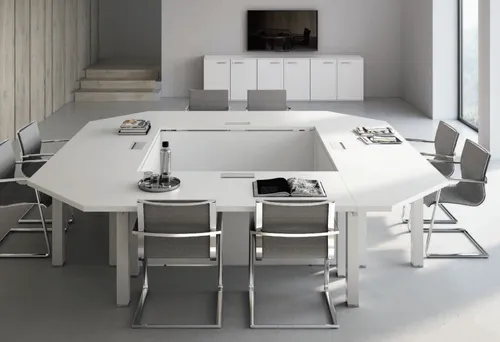 Modularer Bürotisch für Besprechungen und Konferenzen in weiß von JV Möbel
