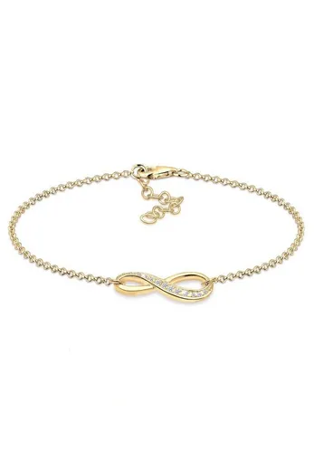 Elli Armband Infinity Unendlichkeit aus 925 Silber - Elegantes Armschmuck in goldfarbenem 925 Silber mit 12 funkelnden Zirkonia-Steinen, ideal für besondere Anlässe oder als stilvolles Geschenk.