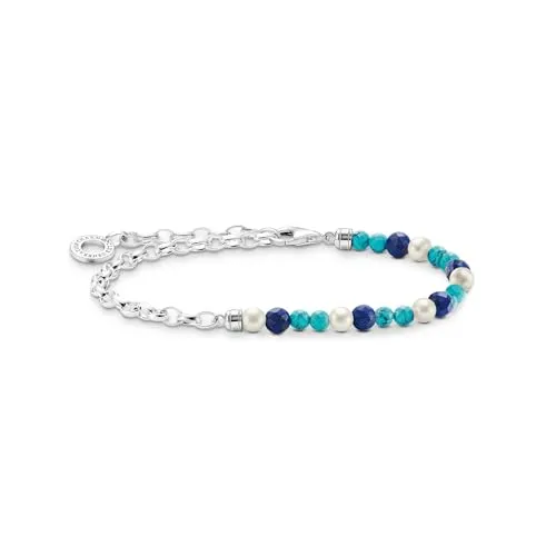 Thomas Sabo Armband mit blauen Steinen und Perlen - Armschmuck in Bijouterie, aus hochwertigem 925 Sterling Silber, einzigartiges Design mit blauen Steinen, perfekt als individuelles Geschenk für besondere Anlässe.