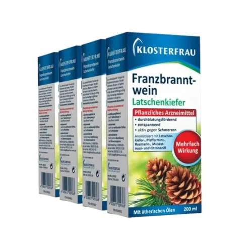 Klosterfrau Mobilind Franzbranntwein | 4 x 400 ml | Latschenkiefer | durchblutungsfördernd, entspannend & aktiv gegen Schmerzen