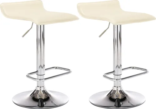 CLP Barhocker Dyn 2er Set - Höhenverstellbar & Drehbar, Creme - Barhocker-Set mit bequemen Kunstledersitzen und stabilen Metallgestellen in Chrom-Optik. Ideal für Küche und Esszimmer, leicht zu reinigen und in 10 Farben erhältlich.