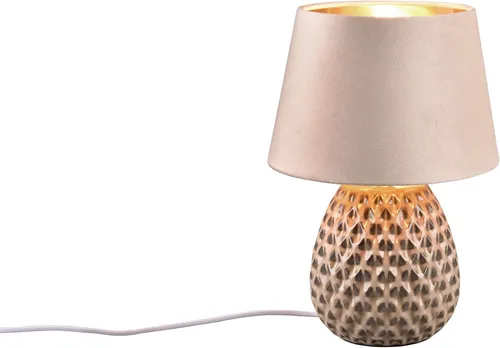 Trio R51531944 Tischleuchte Ariana 1x60W | E27 | IP20 - Beige - Tischleuchte Ariana von Trio, elegantes Design aus Samt und Keramik, mit Kabelschalter für einfache Bedienung. Ideal für stimmungsvolle Beleuchtung in Wohnräumen.