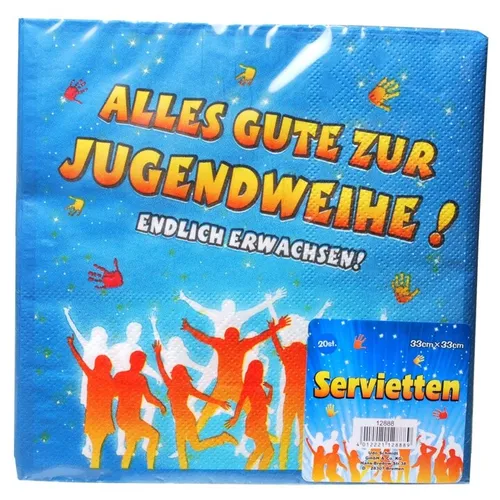 Servietten 20 Stück Alles Gute zur Jugendweihe blau Dekoration