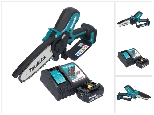 Makita DUC 150 RG Akku Kettensäge 18 V mit 15 cm Schnittlänge und 6,0 Ah Akku - Kompakte Akku Kettensäge mit bürstenlosem Motor für mehr Leistung und einfache Handhabung. Ideal zum Beschneiden von Bäumen und Sträuchern, inklusive Akku und Schnellladegerät.