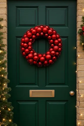 Koopman Dekokranz Türkranz Ø39cm mit 56 Kugeln - Dekorativer Adventskranz in Rot mit 56 Kugeln, ideal für die festliche Weihnachtszeit. Hergestellt aus robustem Kunststoff und perfekt für die Tür oder als Tischdekoration.