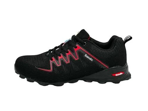 Nowaland Damen Herren Wanderschuhe Bequeme Trail Running Trekkingschuhe Laufschuhe Freizeit Schuhe (Schwarz-Rot,45)