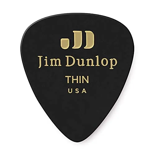 JIM DUNLOP Plektrum Genuine Celluloid Classic, 12 Stück, Schwarz, Flexibel
