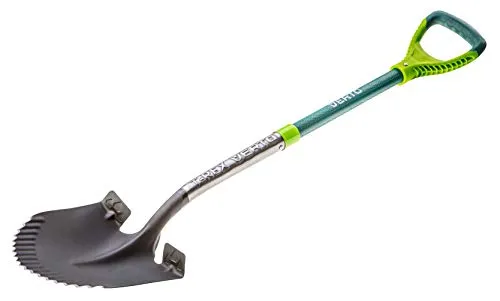 Verto 15G003 Spaten aus Fiberglas und Stahl - Hochwertiger Garten- und Bau-Spaten mit scharfem Wellenschliff für bewurzeltes und steinigen Boden. Ergonomischer Griff und verstärkte Verbindung für optimalen Komfort und Sicherheit beim Arbeiten.