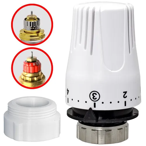Heizkörper Thermostatkopf Adapter + Knopf Heizungsregler Weiss RTD RTD-N DANFOSS