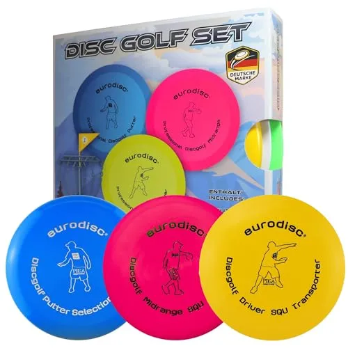 Eurodisc Disc Golf Frisbee Einsteiger Starter Set besonders hochwertig haltbar Selection Putter Midrange Driver (BlauOrangeGelb)