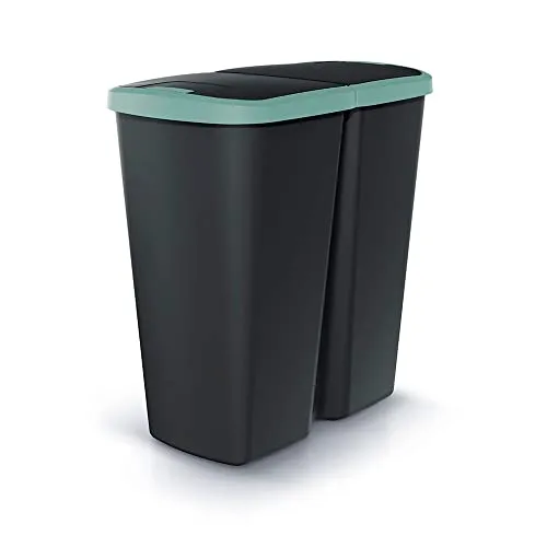 Abfallbehälter COMPACTO DUO 45 l schwarz/grün