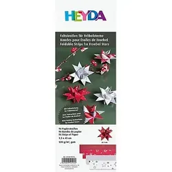 Papierstreifen-Set Fröbelsterne, rot-silber, 96 Streifen