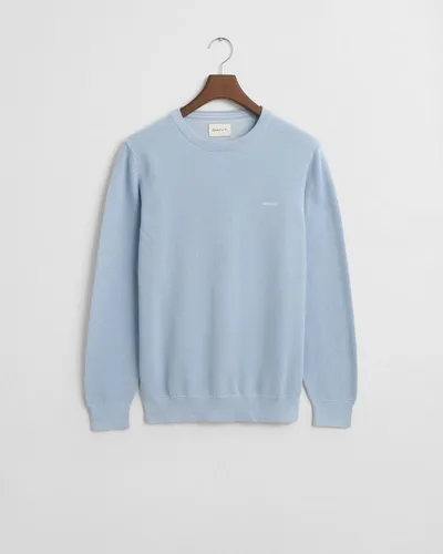 GANT Herren Cotton Pique C-Neck Pullover, Fresh Blue, Large - Pullover für Herren mit Regular Fit, aus hochwertiger Baumwolle, ideal für einen lässigen Look und angenehmen Tragekomfort.